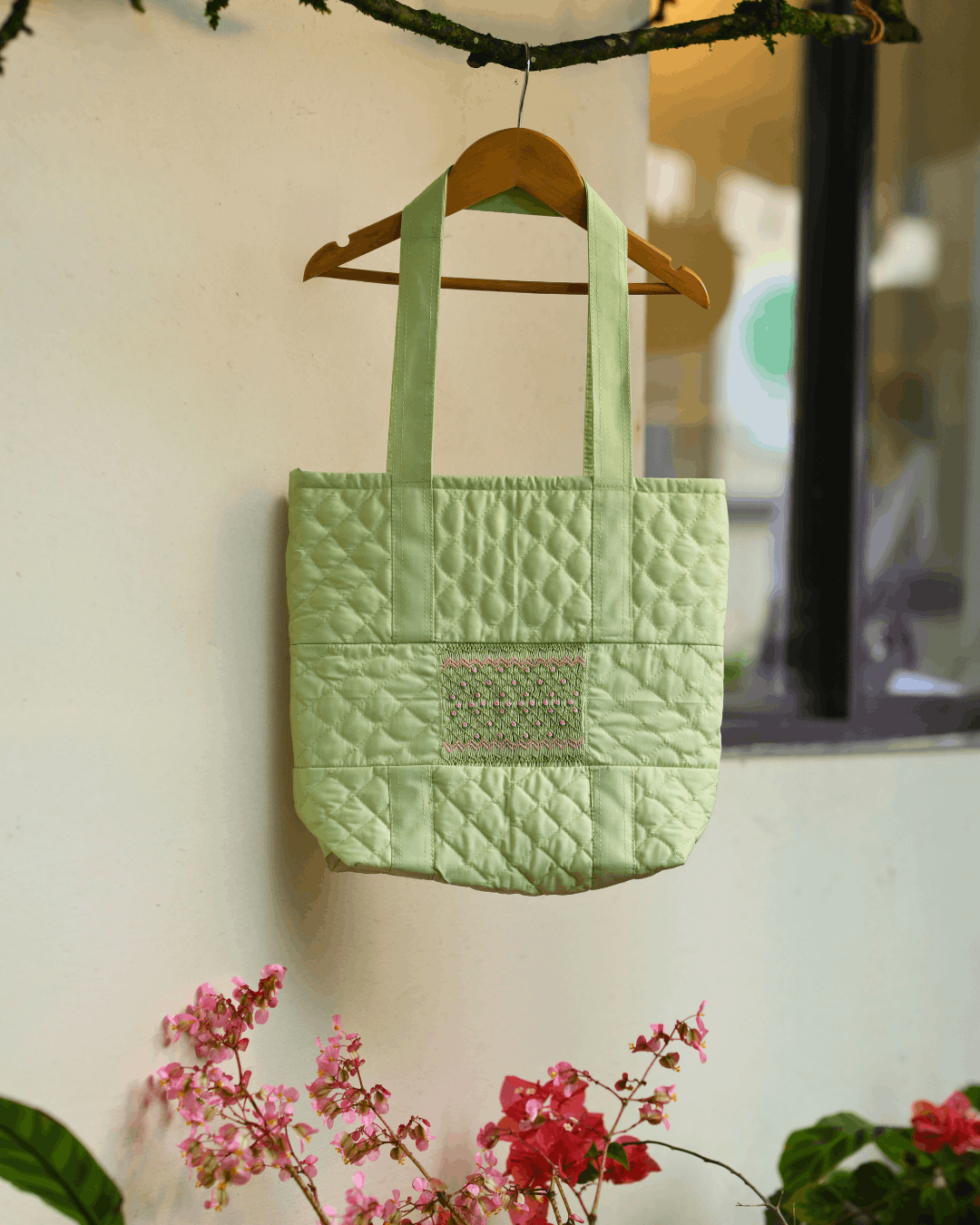 smocking embroidery tote bag